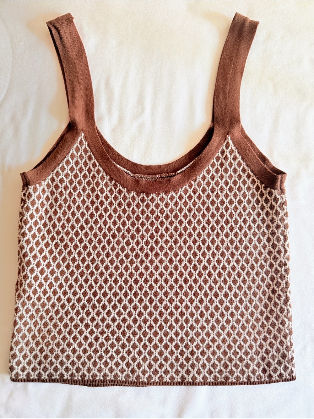 Abercrombie & Fitch Brown Cream Geometric Knit Sweater Tank Top Size M
